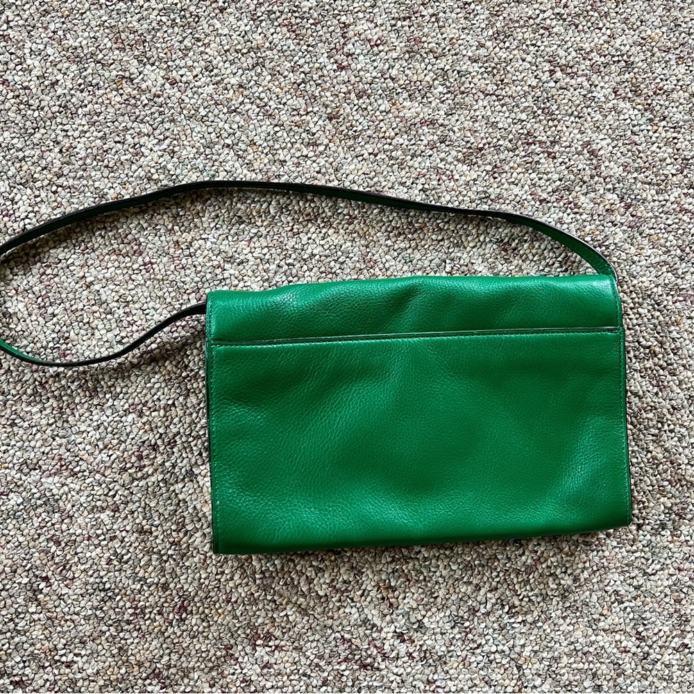 Michael Kors Green Leather Shoulder Bag Clutch Purse - Picture 4 of 11